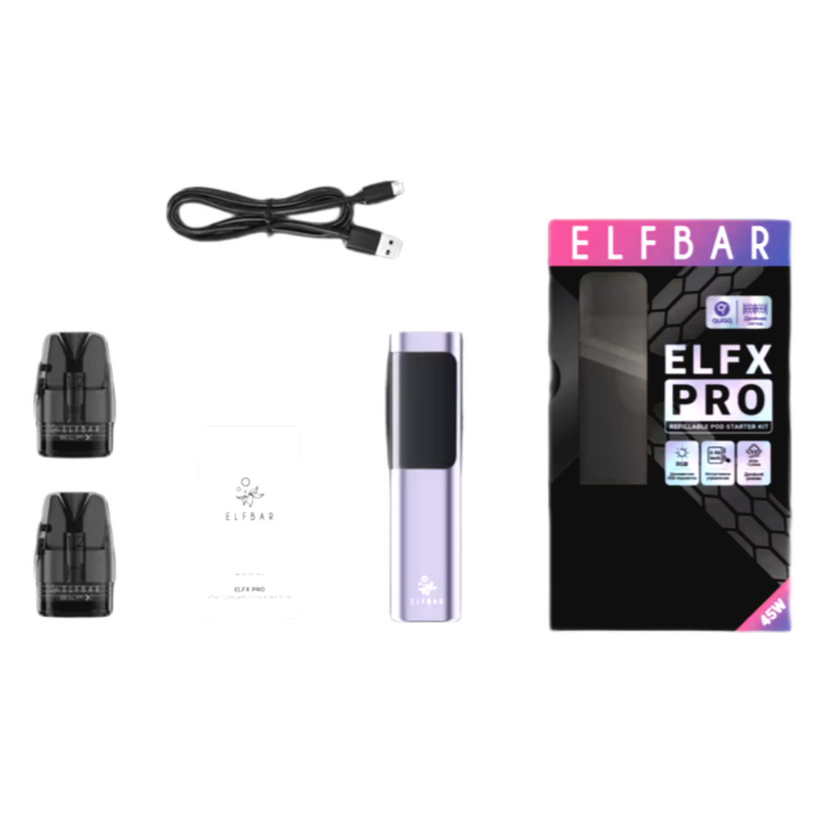 ELFBAR ELFX PRO KIT Серый + 2 картр. по 3мл (0,6 Ом и 0,8 Ом)