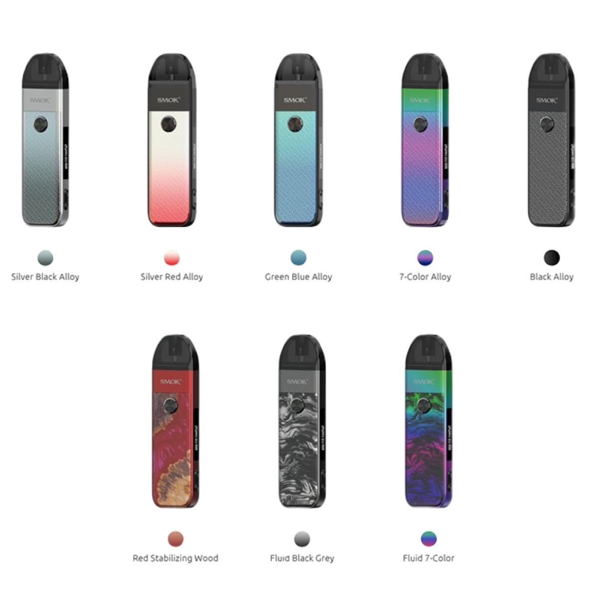 SMOK POZZ PRO 1100mAh Pod Kit 7-Color Alloy SMOK-120D