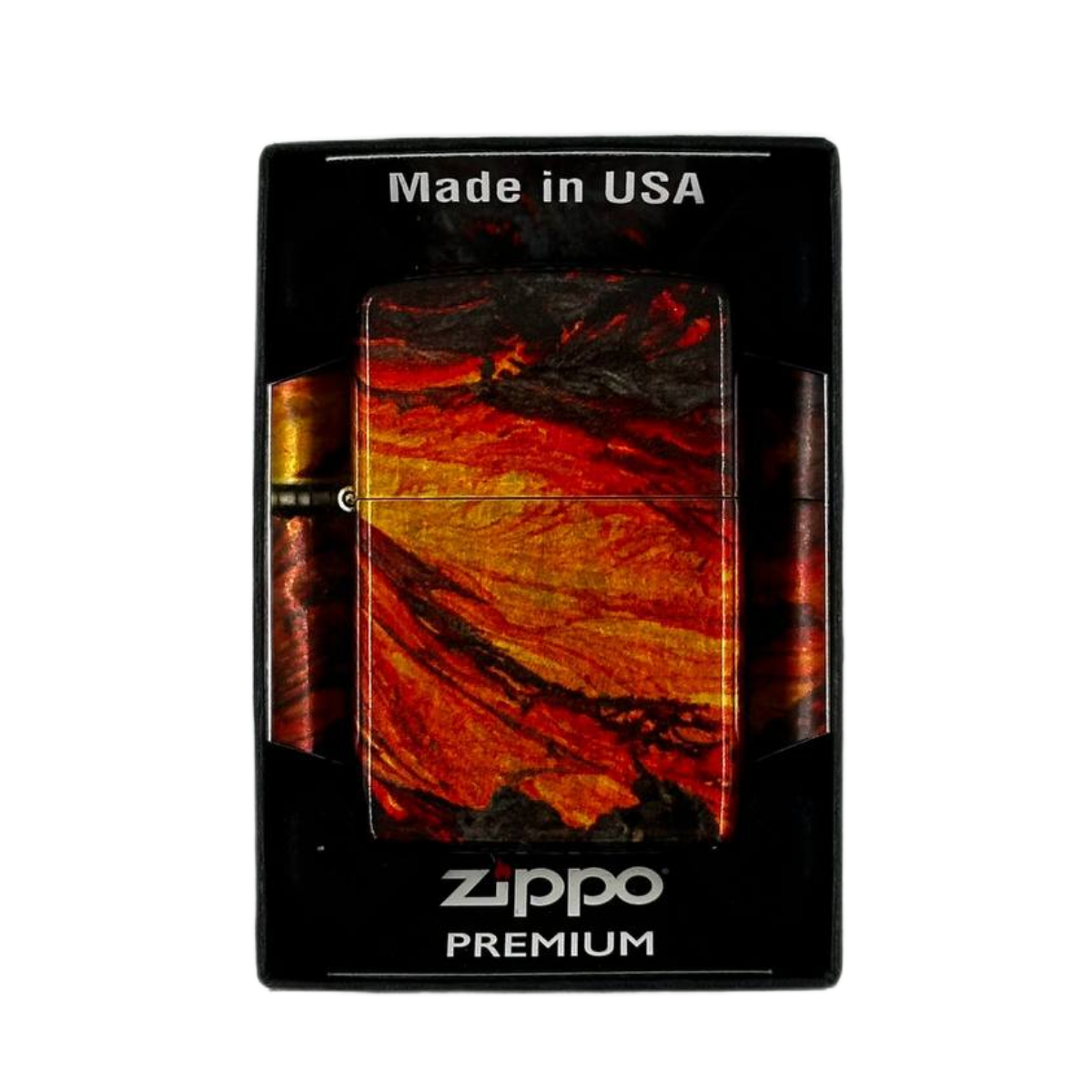 ZIPPO/48622 Lava Flow покр.540 Tumbled Brass, лат/сталь, оранжевая