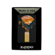 ZIPPO/48676 Mountain Waterfall, покр.Black Light лат/сталь, черн., матов.