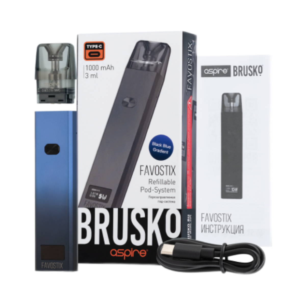 BRUSKO FAVOSTIX 1000 mAh Черно-красный градиент